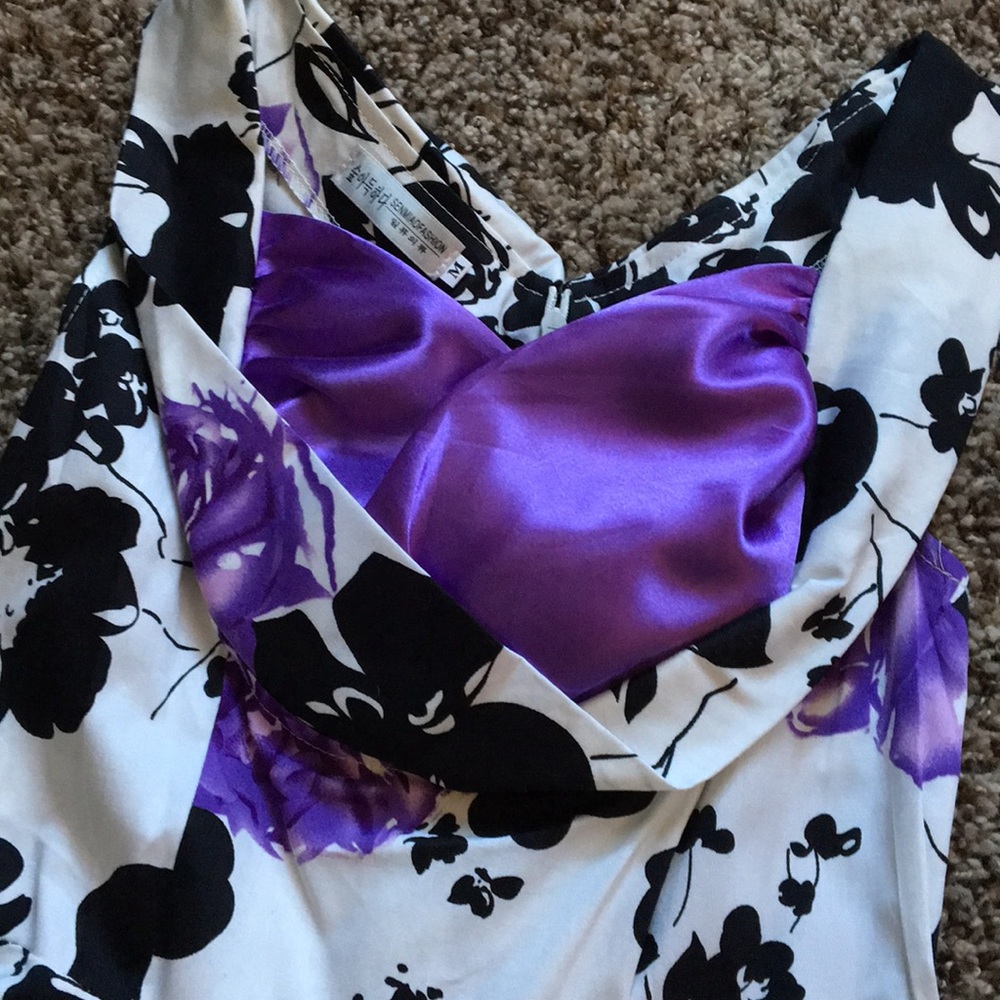 NWOT Purple Floral Retro Swing Dress - Picture 2 of 8